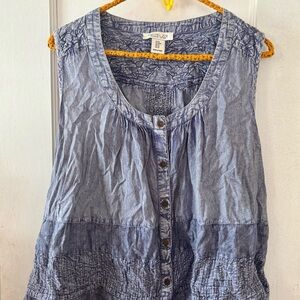 Rachel Zoe Blue Sleeveless Buttoned Blouse